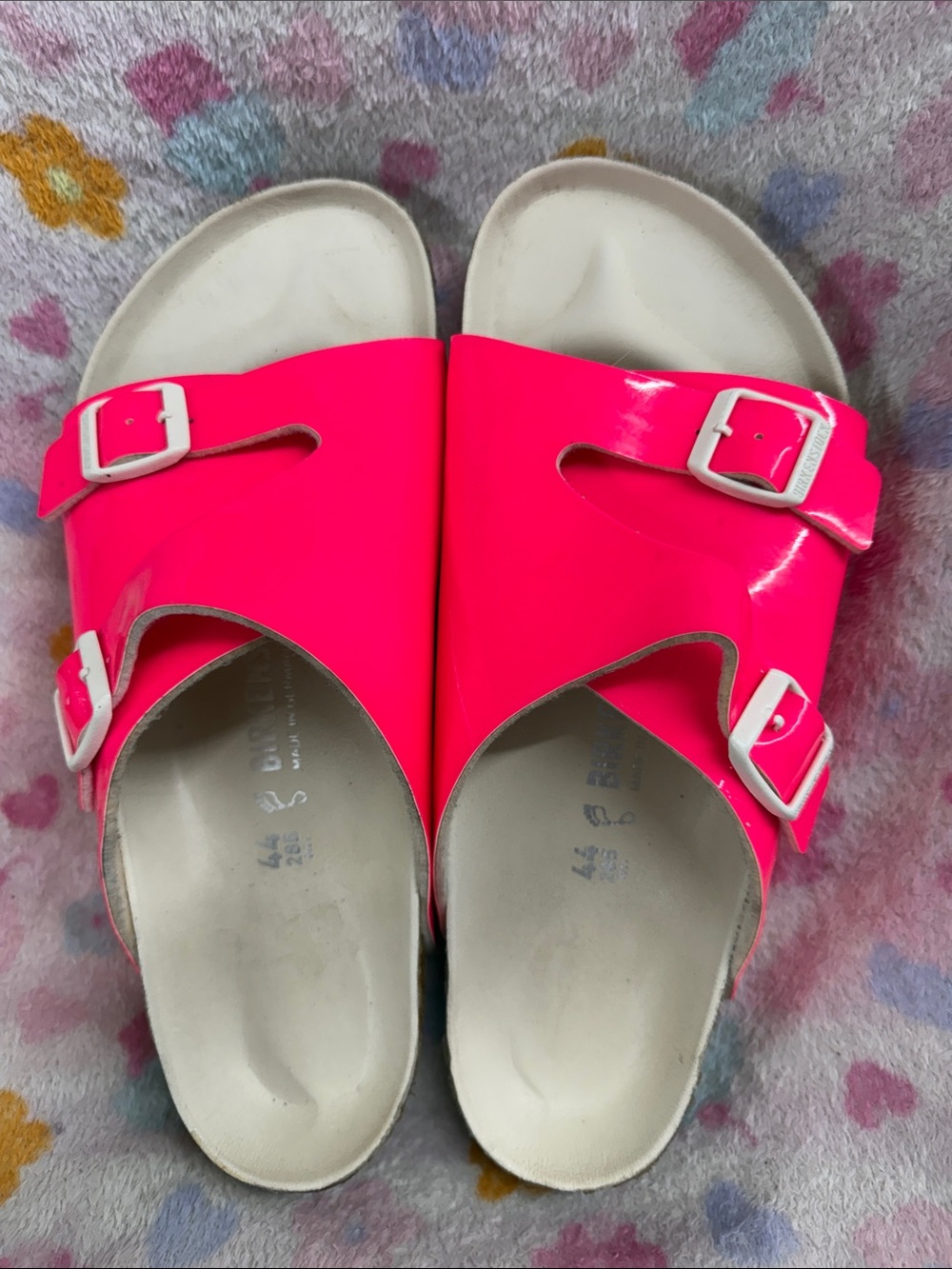 Birkenstock Collab w/Opening Ceremony Neon Pink Double-Buckle Slide Sandals